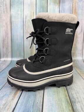 Sorel Caribou Waterproof Snow Boot NEW Women's Size 6 Black Lug Sole Liner Suede